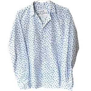 Like New Frank & Eileen Barry Button Down Top Signature Crinkle Hearts Large